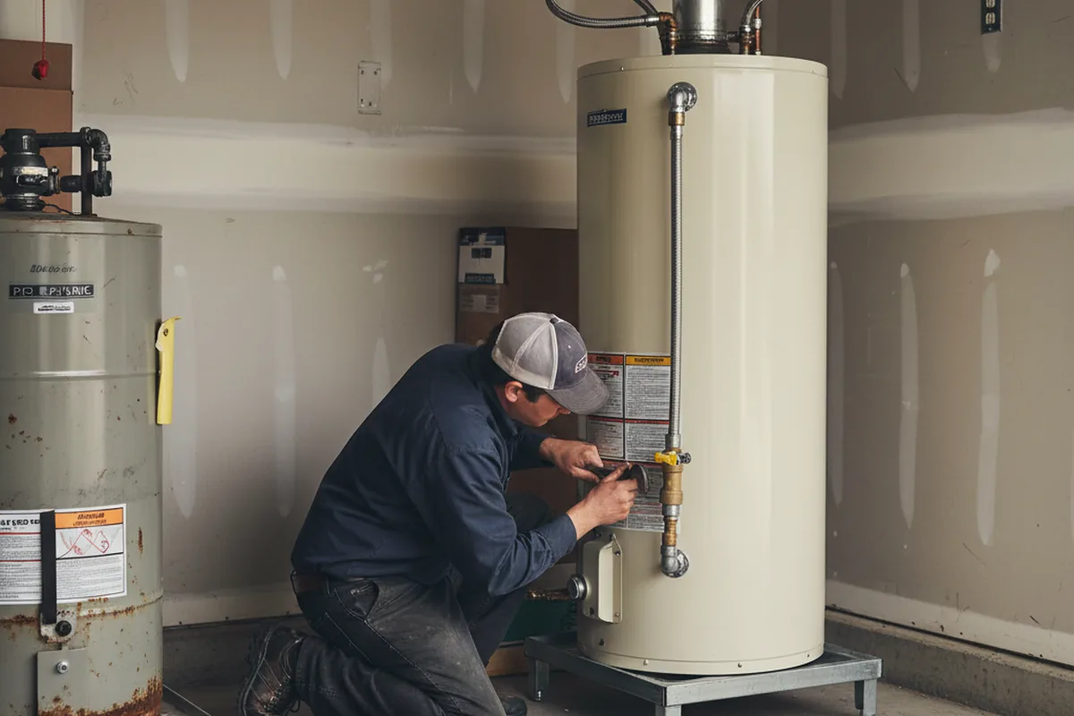 Water heater and shutoff valve replacement in Stonewall
