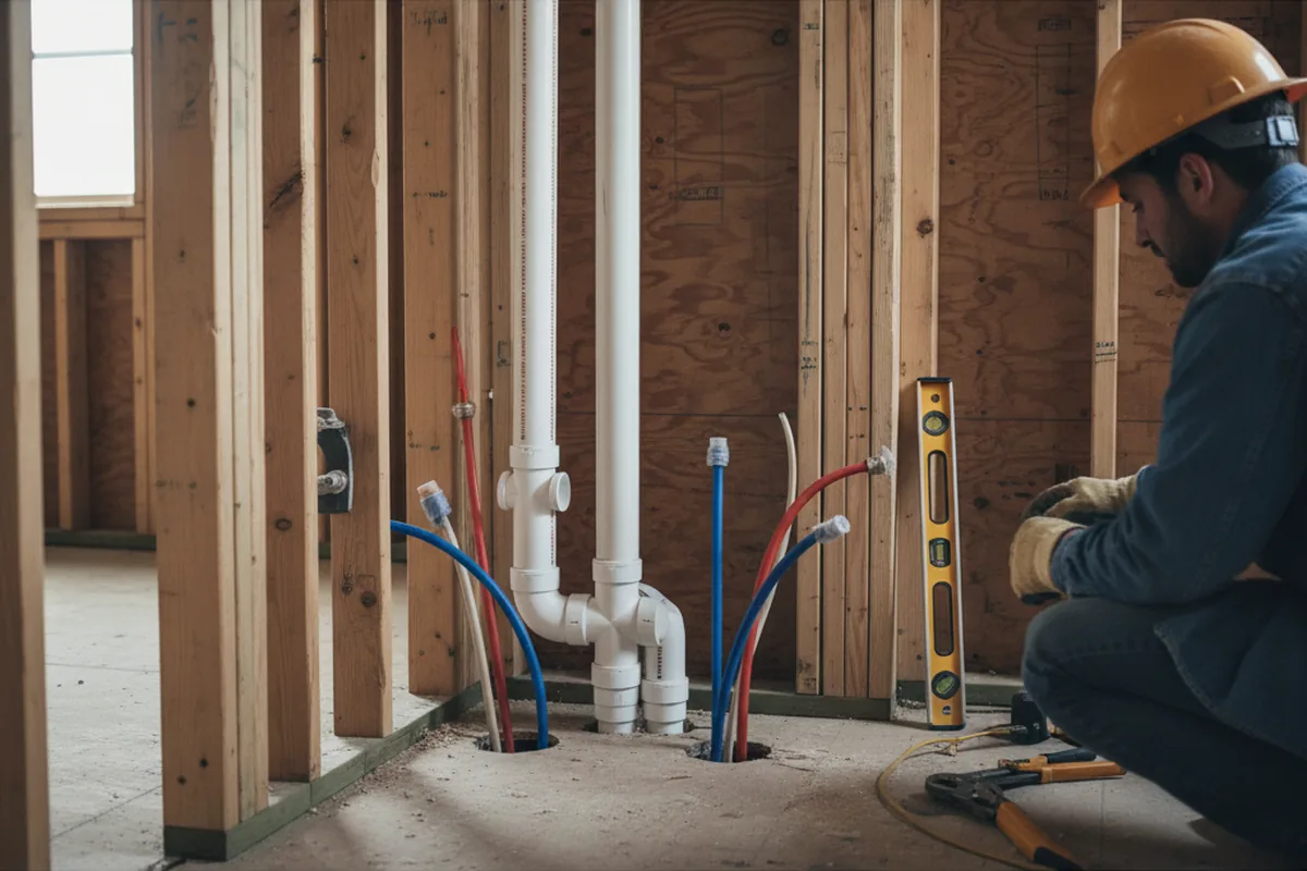 Drain and supply rough-in during Leak Detection in Stonewall